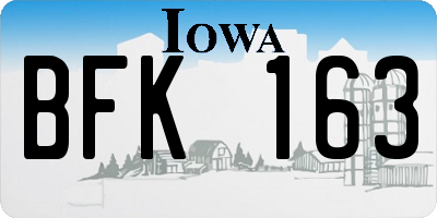 IA license plate BFK163