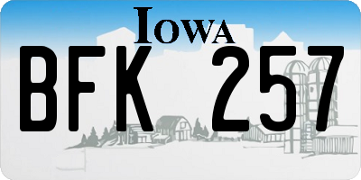 IA license plate BFK257
