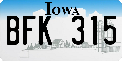 IA license plate BFK315