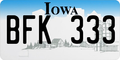 IA license plate BFK333