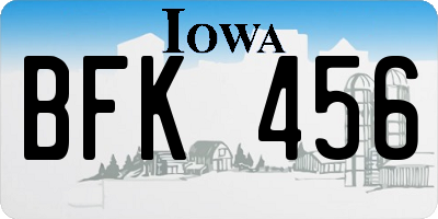 IA license plate BFK456