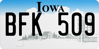IA license plate BFK509