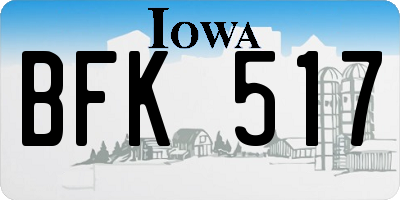 IA license plate BFK517