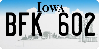 IA license plate BFK602