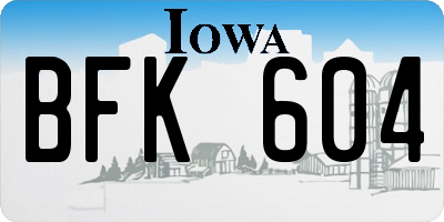IA license plate BFK604