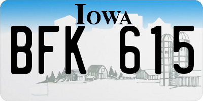 IA license plate BFK615