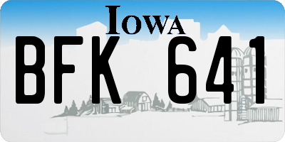 IA license plate BFK641