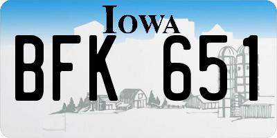 IA license plate BFK651