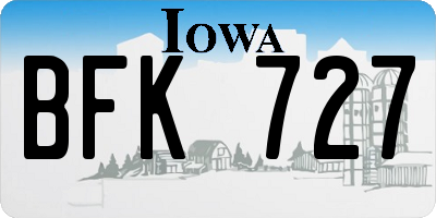 IA license plate BFK727