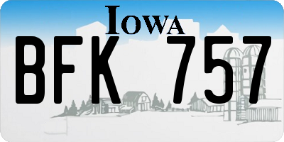 IA license plate BFK757