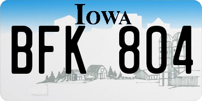 IA license plate BFK804