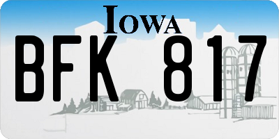 IA license plate BFK817