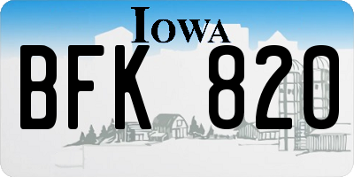 IA license plate BFK820