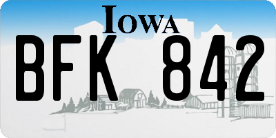 IA license plate BFK842