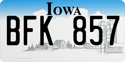 IA license plate BFK857