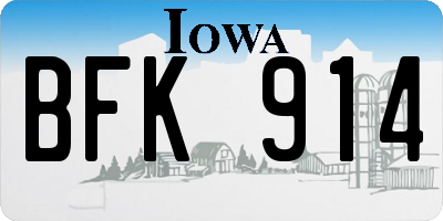 IA license plate BFK914