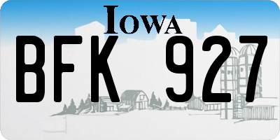 IA license plate BFK927