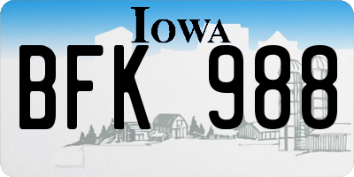 IA license plate BFK988