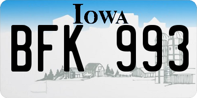 IA license plate BFK993