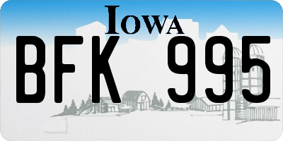 IA license plate BFK995