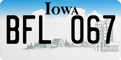 IA license plate BFL067