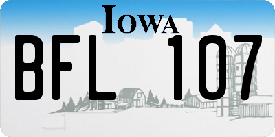 IA license plate BFL107