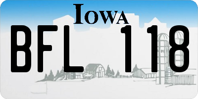 IA license plate BFL118