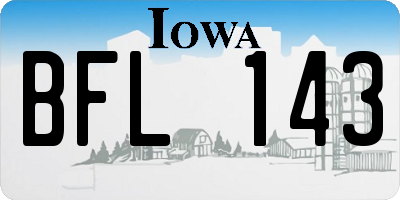IA license plate BFL143