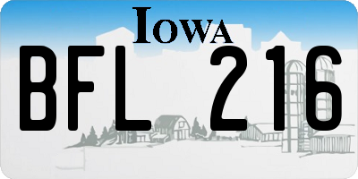 IA license plate BFL216
