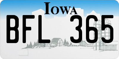 IA license plate BFL365