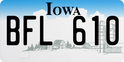 IA license plate BFL610