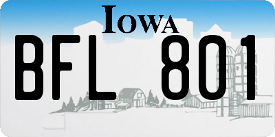 IA license plate BFL801