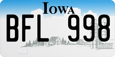 IA license plate BFL998