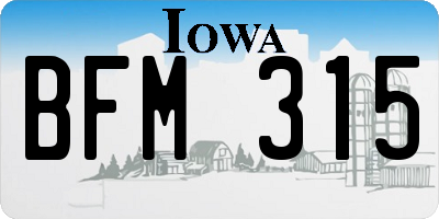 IA license plate BFM315