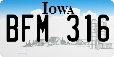 IA license plate BFM316