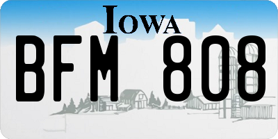 IA license plate BFM808