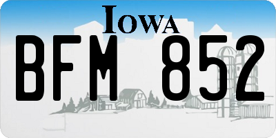 IA license plate BFM852