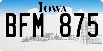 IA license plate BFM875