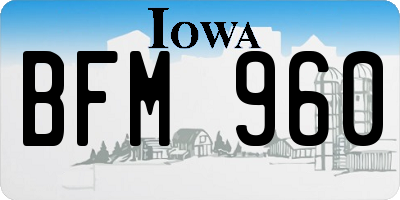 IA license plate BFM960