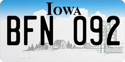 IA license plate BFN092