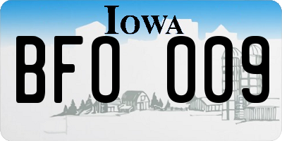 IA license plate BFO009