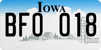 IA license plate BFO018