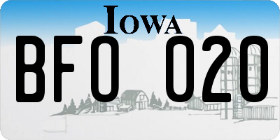 IA license plate BFO020