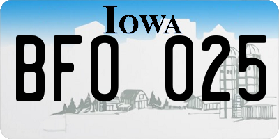 IA license plate BFO025