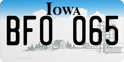 IA license plate BFO065