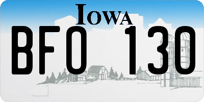 IA license plate BFO130