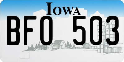 IA license plate BFO503