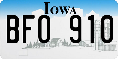 IA license plate BFO910