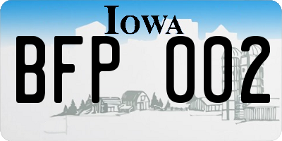 IA license plate BFP002