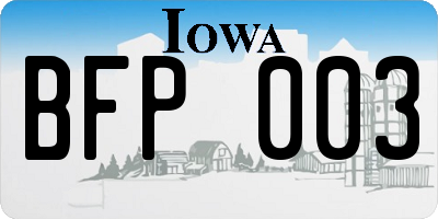IA license plate BFP003